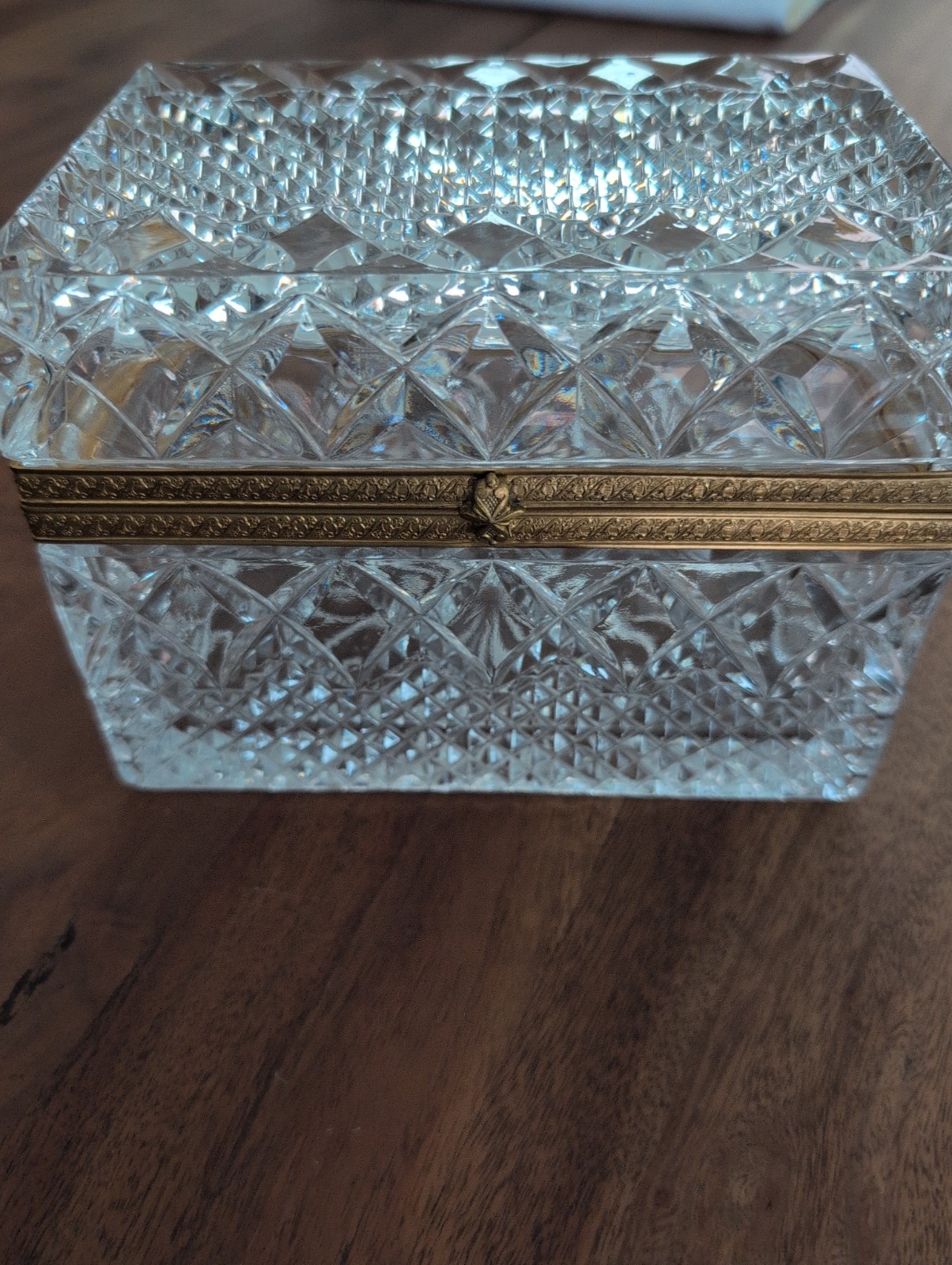 Vintage French-Baccarat Style Heavy Cut Crystal Jewelry Casket/Trinket Box 6.5