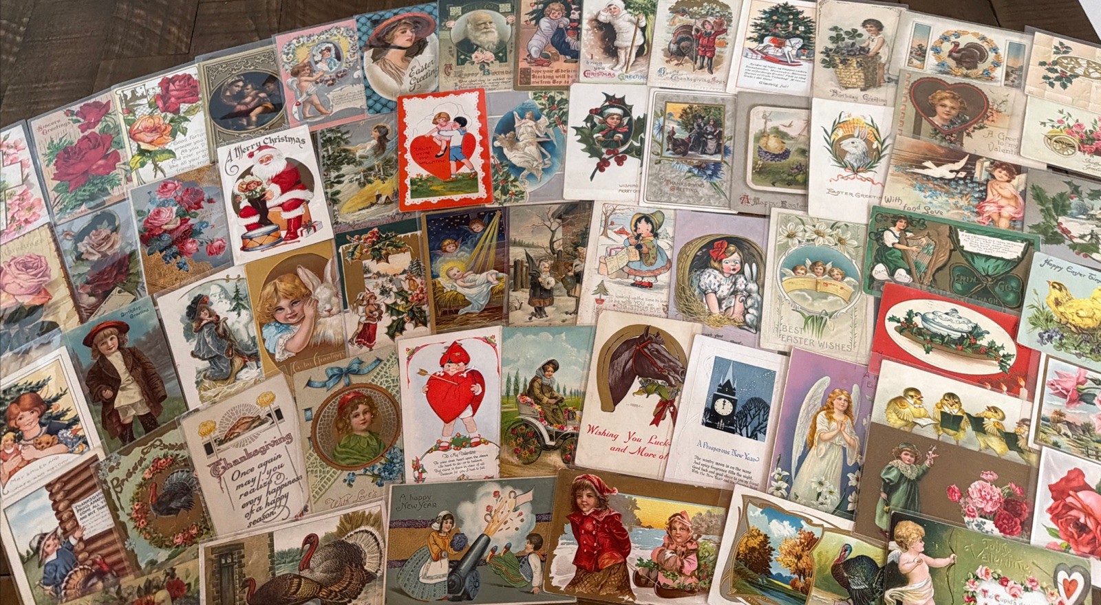 Lot of 60~1900s~Holiday Greeting Postcards~Xmas~Easter~Valentine~Santa~etc.~s627