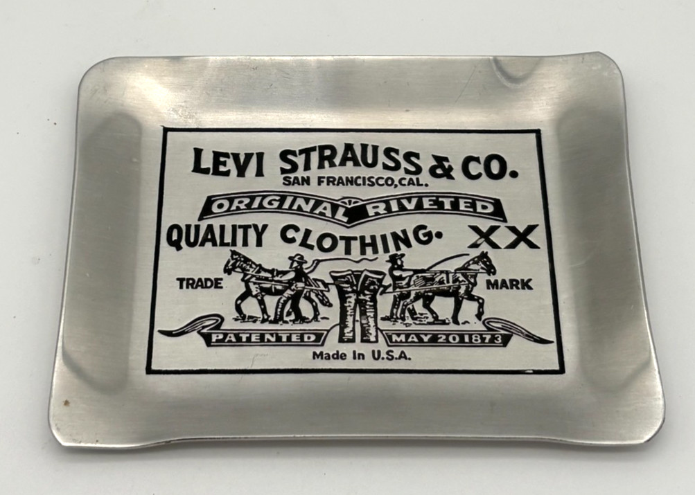 Vintage Levi Strauss Aluminum Ashtray Tray Dish 1970s Promotional 4.75 x 3.5