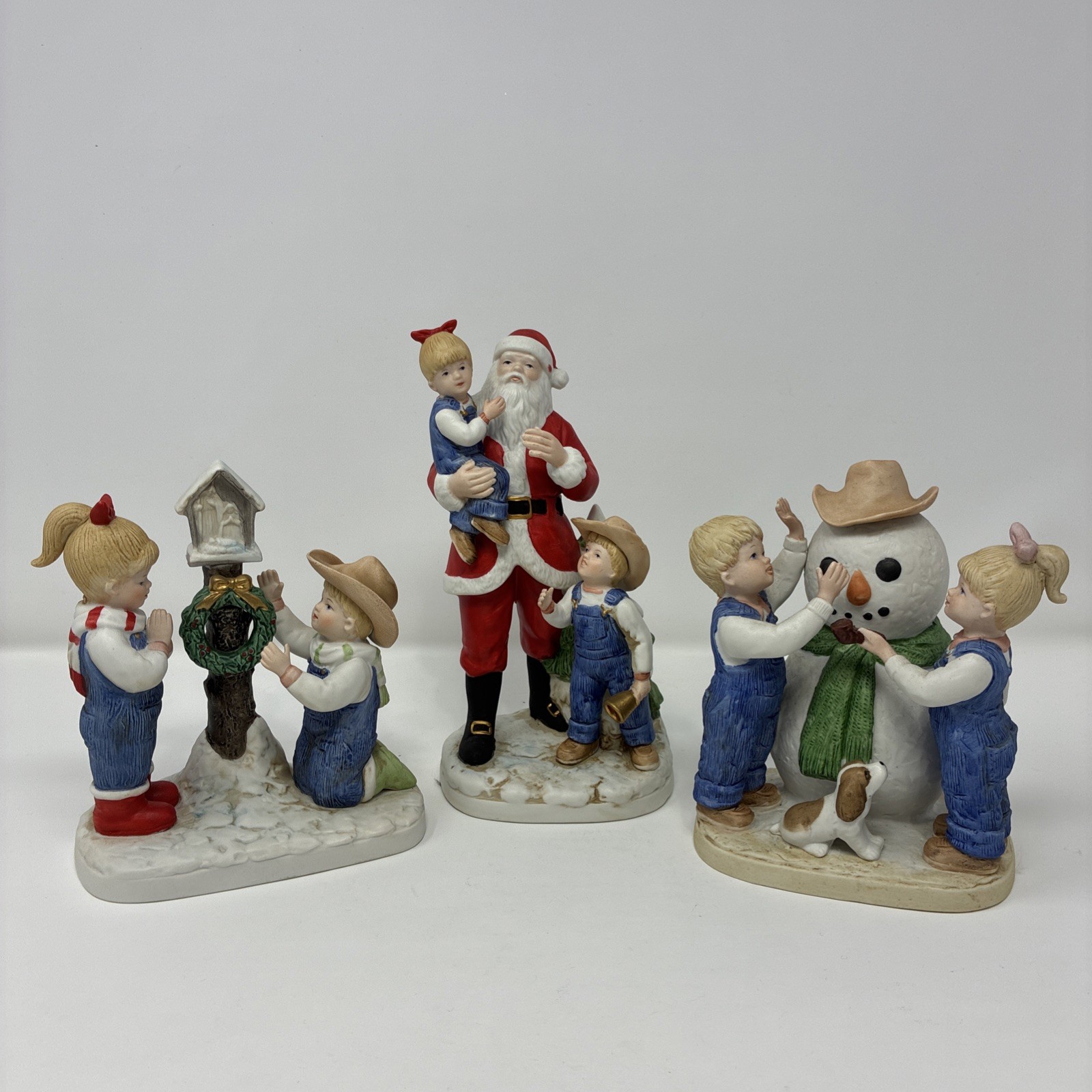 3 Very Cute Denim Days Figurines, Christmas Tree, Snowmen, Santa 519,8951,1508