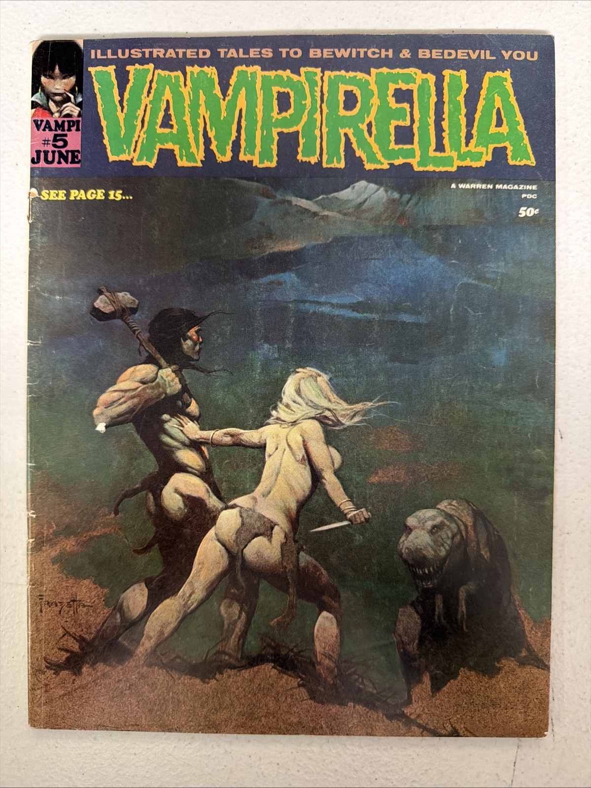 Vampirella Magazine #5 1970 Frank Frazetta Cover Warren Publishing VG
