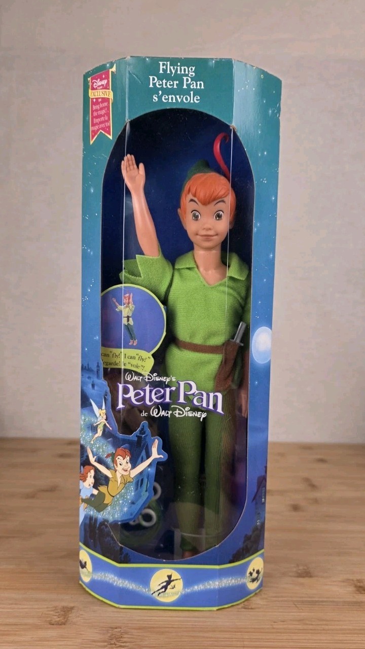 1993 Mattel Disney Flying Peter Pan Doll NIB - Rare Euro Disney International