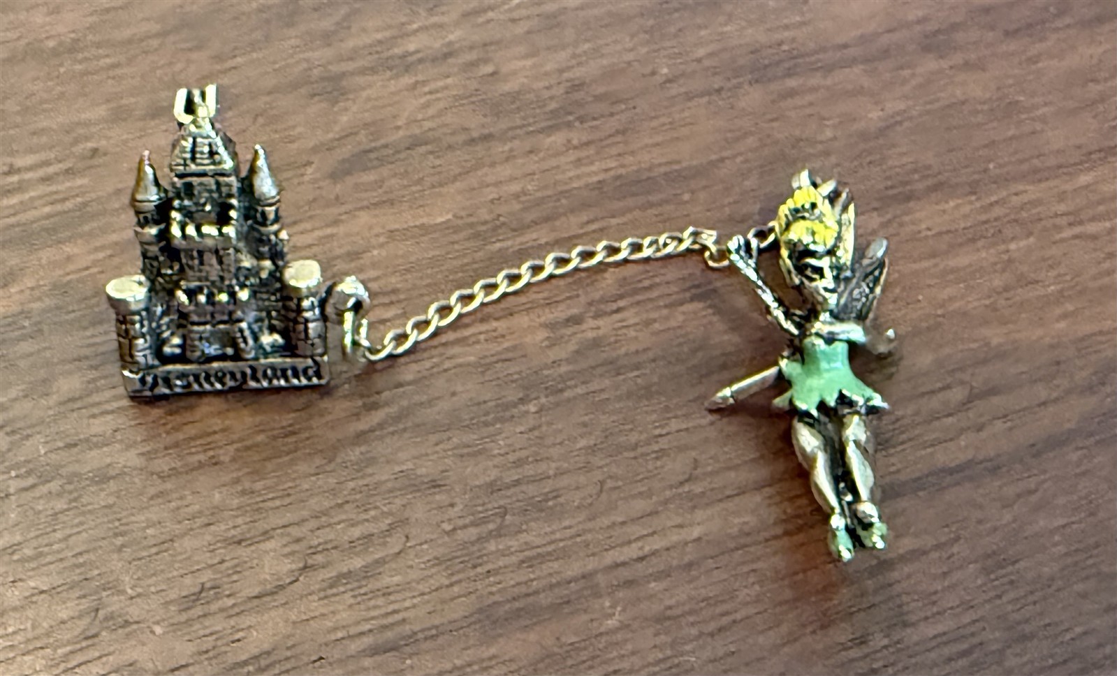 Vintage Disneyland WDP TINKER BELL & CASTLE Enameled Pins / Brooch 60\'s 