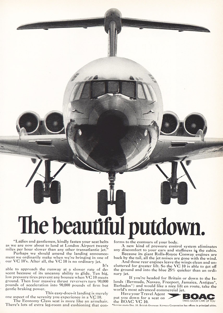 1967 BOAC: The Beautiful Putdown Vintage Print Ad 1967 BOAC: The Beautiful Putdown Vintage Print Ad