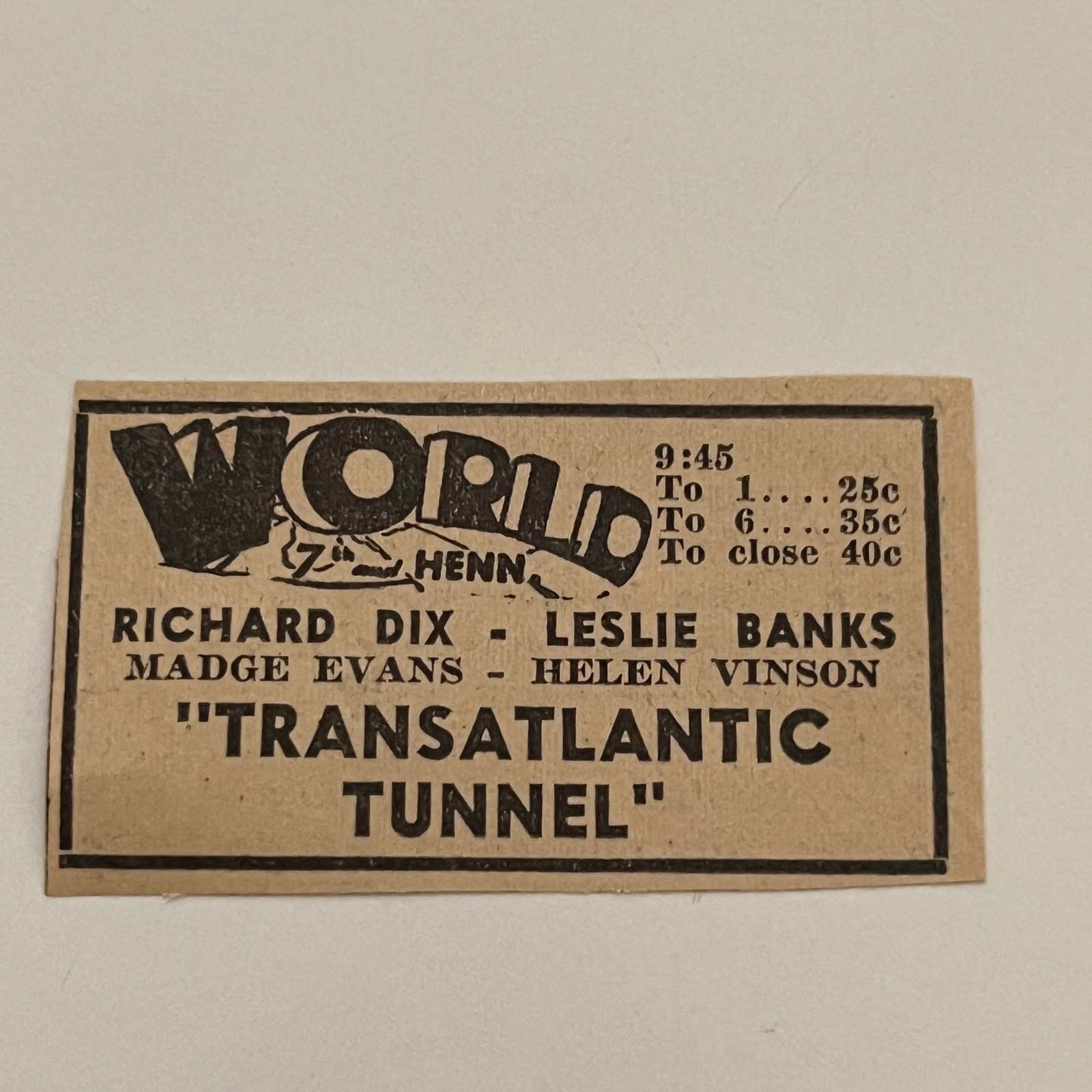 Transatlantic Tunnel Richard Dix Leslie 1935 Minneapolis Theatre Ad SAG7-M11