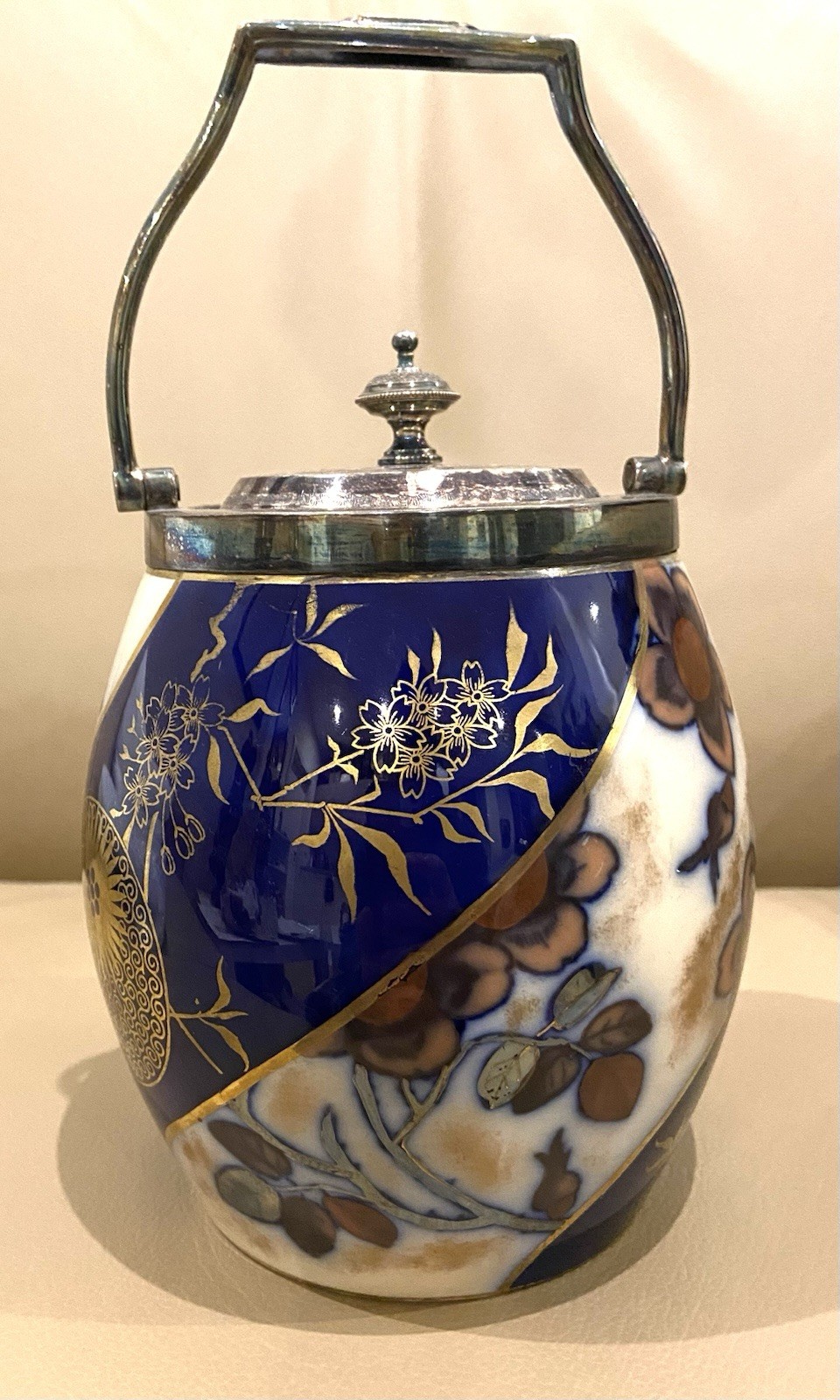 Antique Doulton’s Biscuit Jar Cookie Jar 1885 Aesthetic Movement Japanese Design