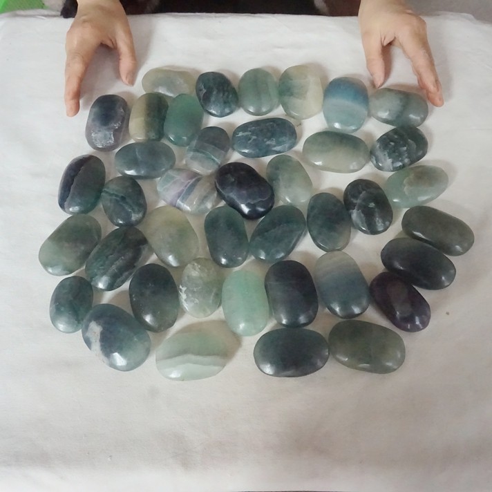 5Kg 11LB 40Pcs Natural Blue Fluorite Quartz Crystal Palm Tumbled Stone Healing