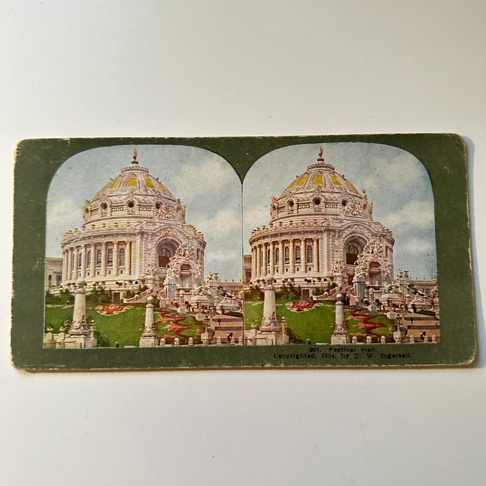 The View of The Majestic Festival Hall Antique Stereoview Card 5H6-4