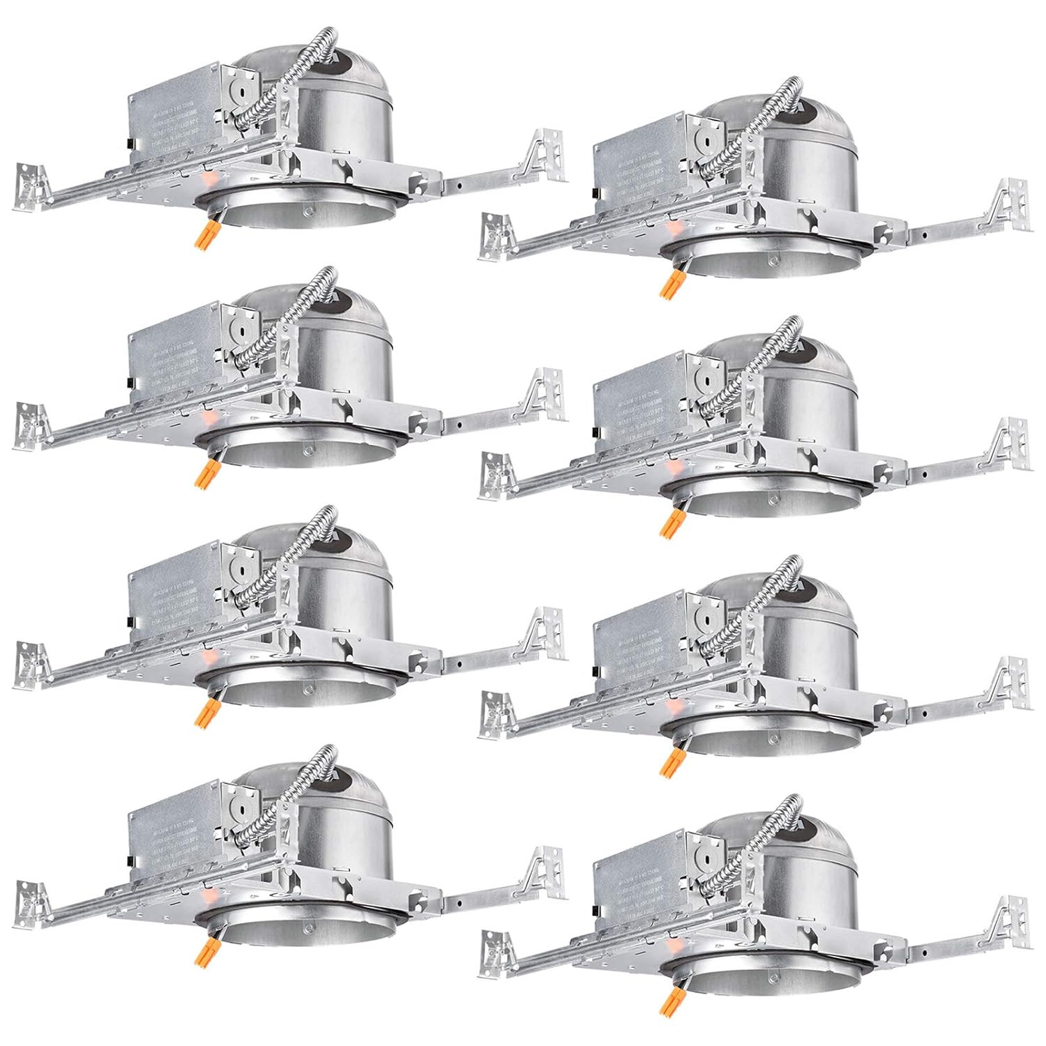 8-Pack 6 Inch Shallow New Construction Recessed Lighting Housing