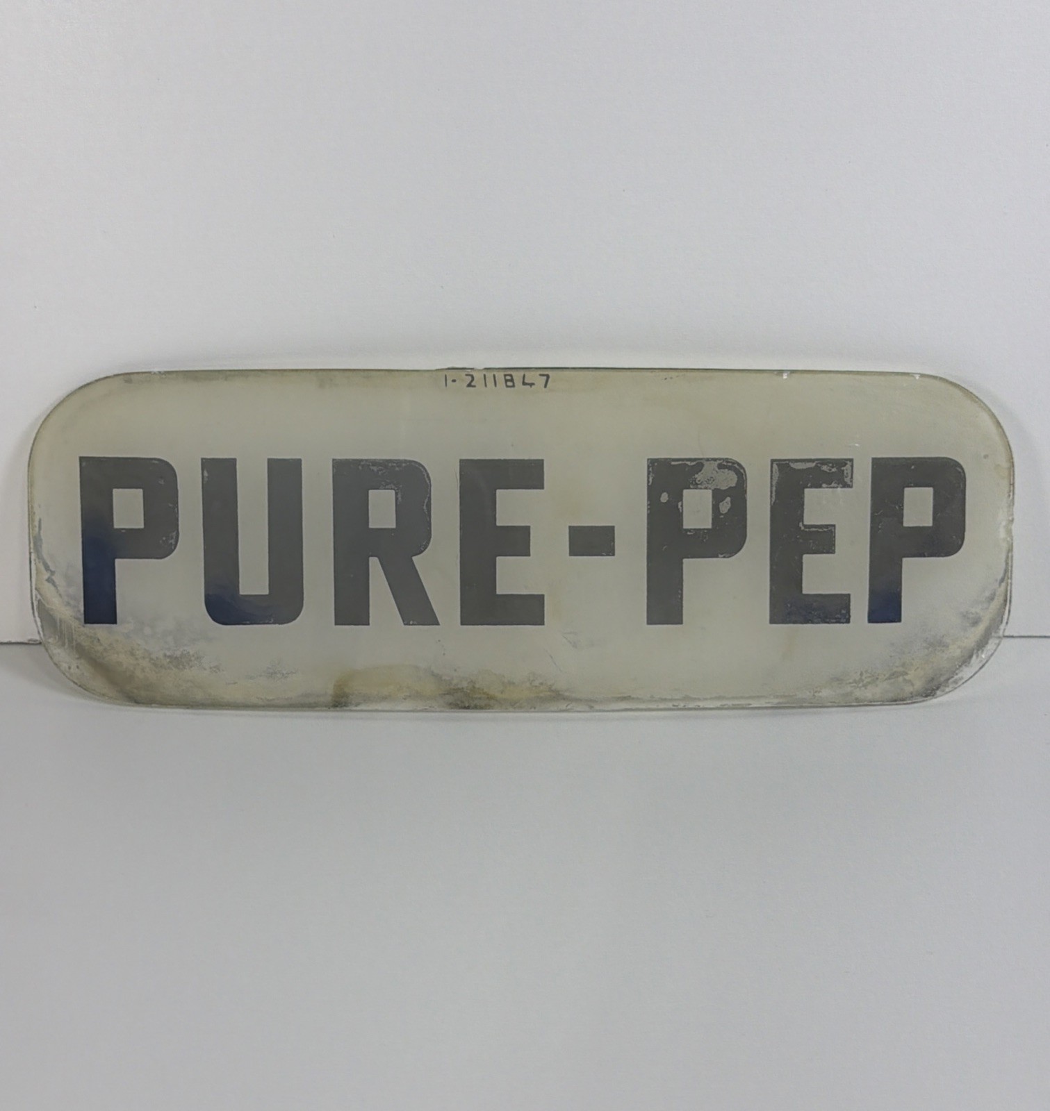 VTG Original PURE-PEP 1-211847 Gasoline Glass Insert Pump Plate Used RARE HTF