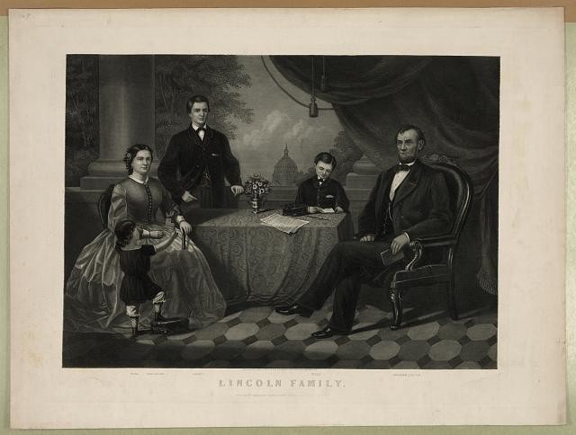 Photo:Lincoln family Abraham Lincoln 1860s wife children lithograph