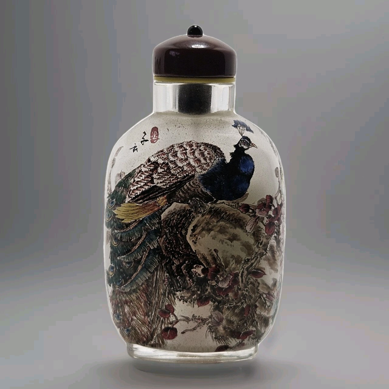Museum Quality Asian Reverse Hand Painted Snuff Bottle 
