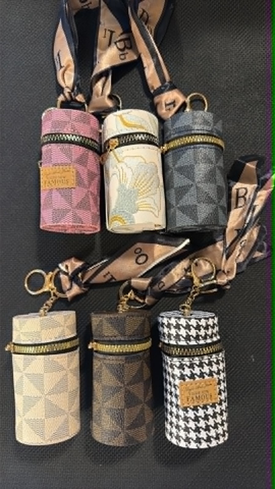 Designer-Inspired Lipstick Holder Keychain Case w/ Lanyard – Assorted Patterns