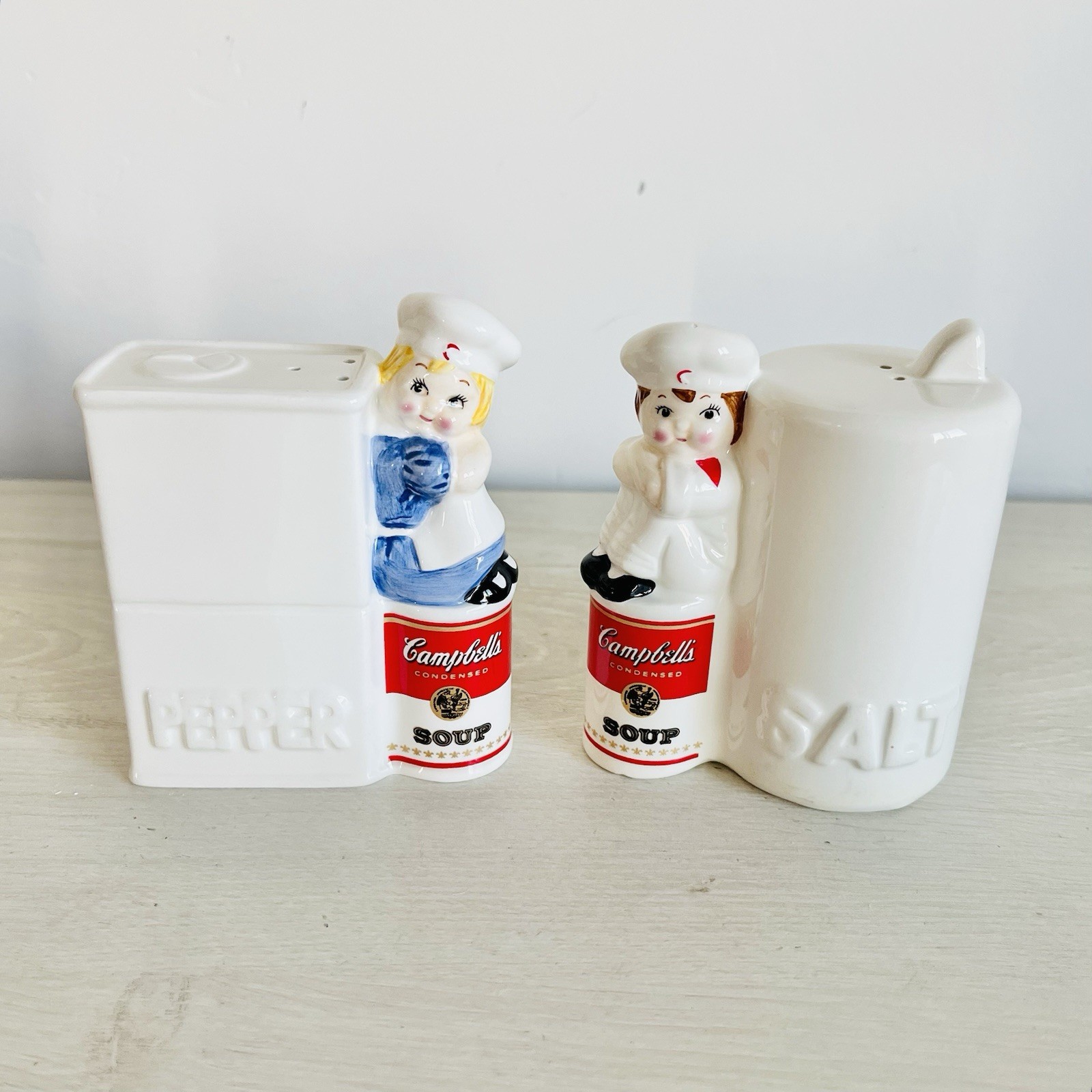 Vintage 1996 Campbell\'s Soup Kids Kitchen Salt and Pepper Shaker Set by WESTWOOD Vintage 1996 Campbell\'s Soup Kids Kitchen Salt and Pepper Shaker Set by WESTWOOD