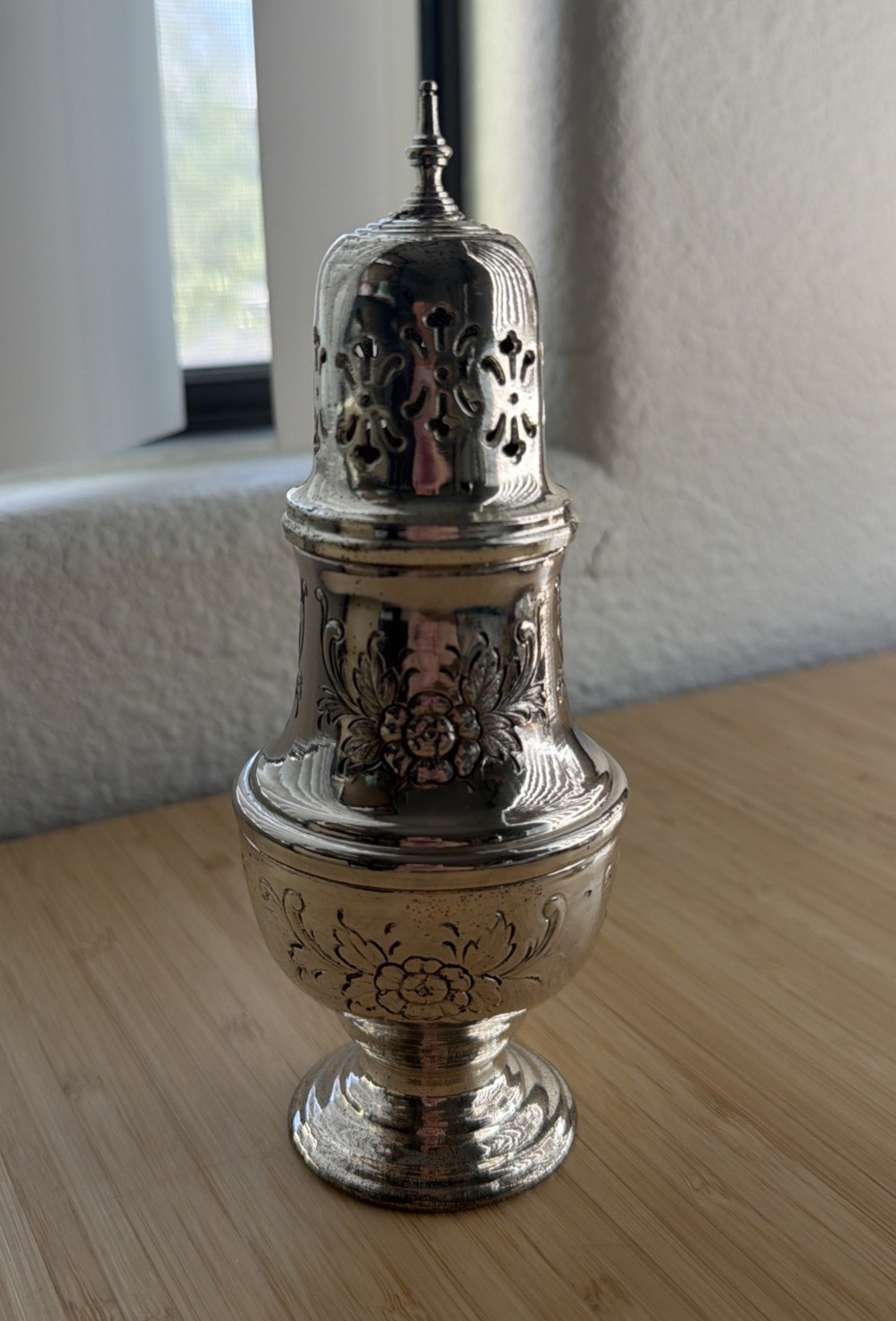 Vintage Raimond Silverplate Muffineer Sugar Shaker Floral Pierced Top Japan Vintage Raimond Silverplate Muffineer Sugar Shaker Floral Pierced Top Japan