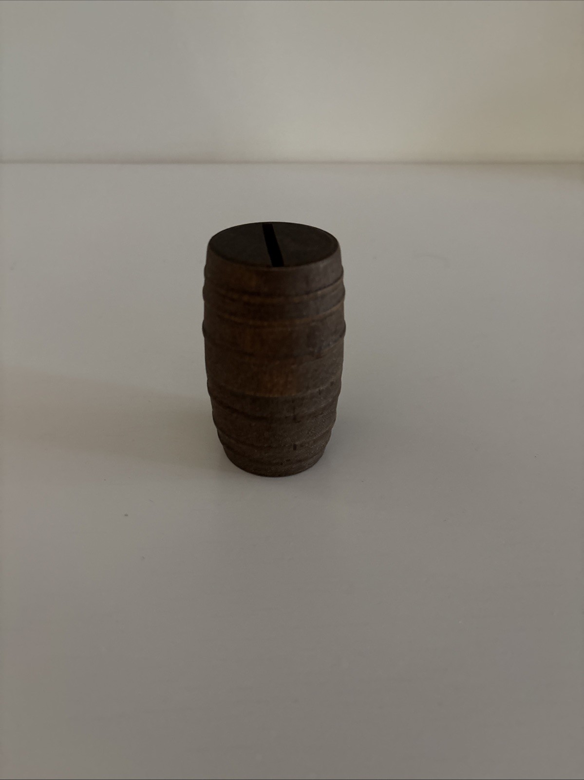 Vintage Wooden Barrel  Coin Bank Barrel Stamp Dispenser 7 Inches