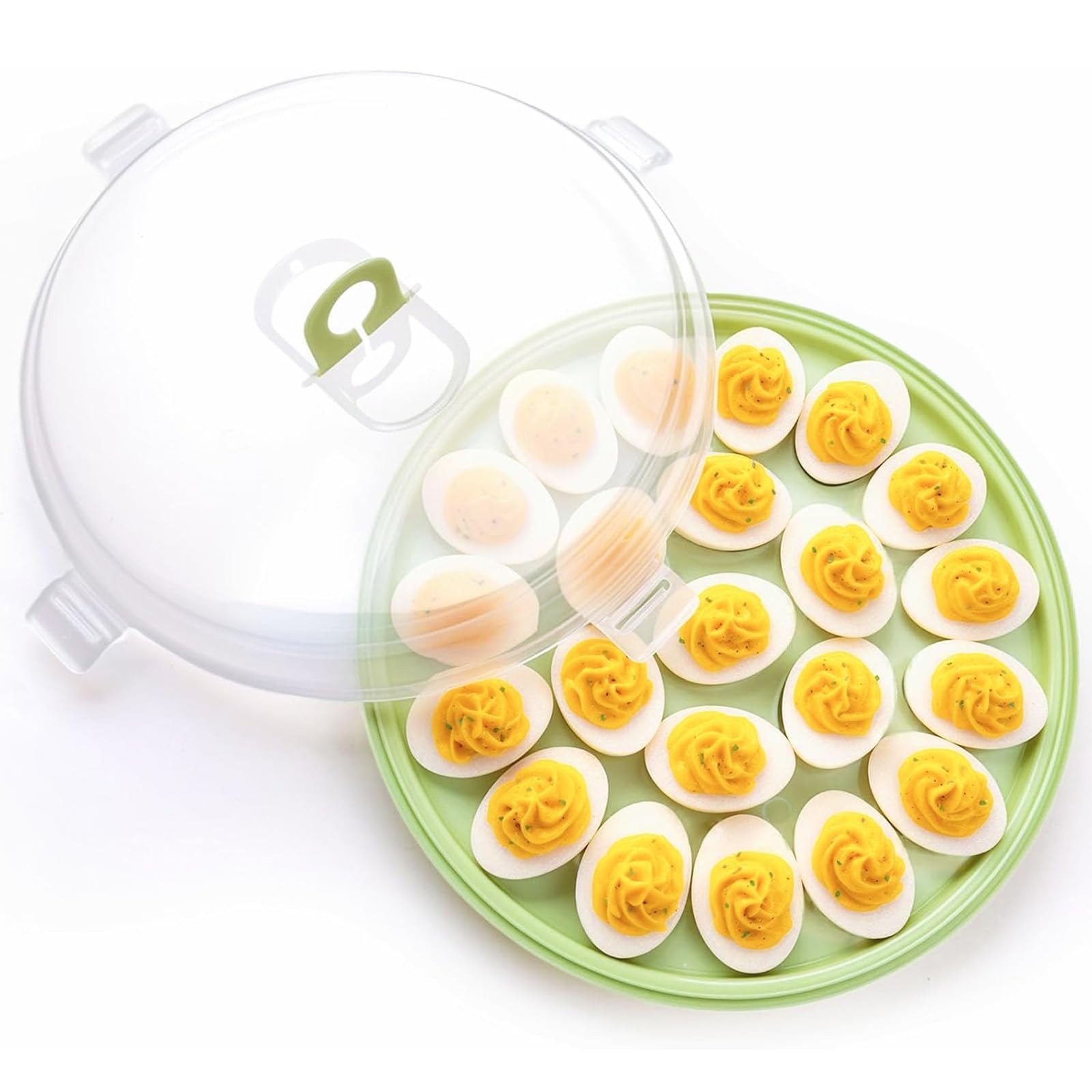 Deviled Egg Tray Platter Round Egg Tray Devil Carrier with Lid Keeper Platter Deviled Egg Tray Platter Round Egg Tray Devil Carrier with Lid Keeper Platter
