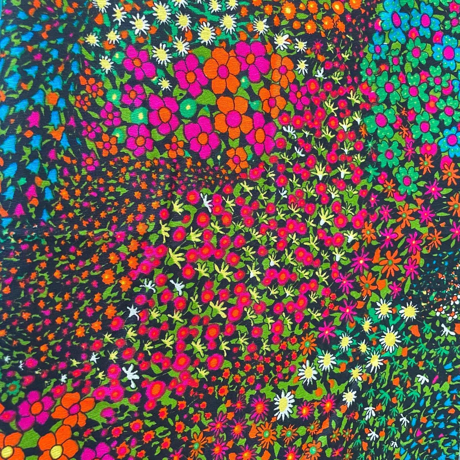 Vtg THC Hawaiian Textiles Floral Glow Acrylic Fabric 1.5yds x 44