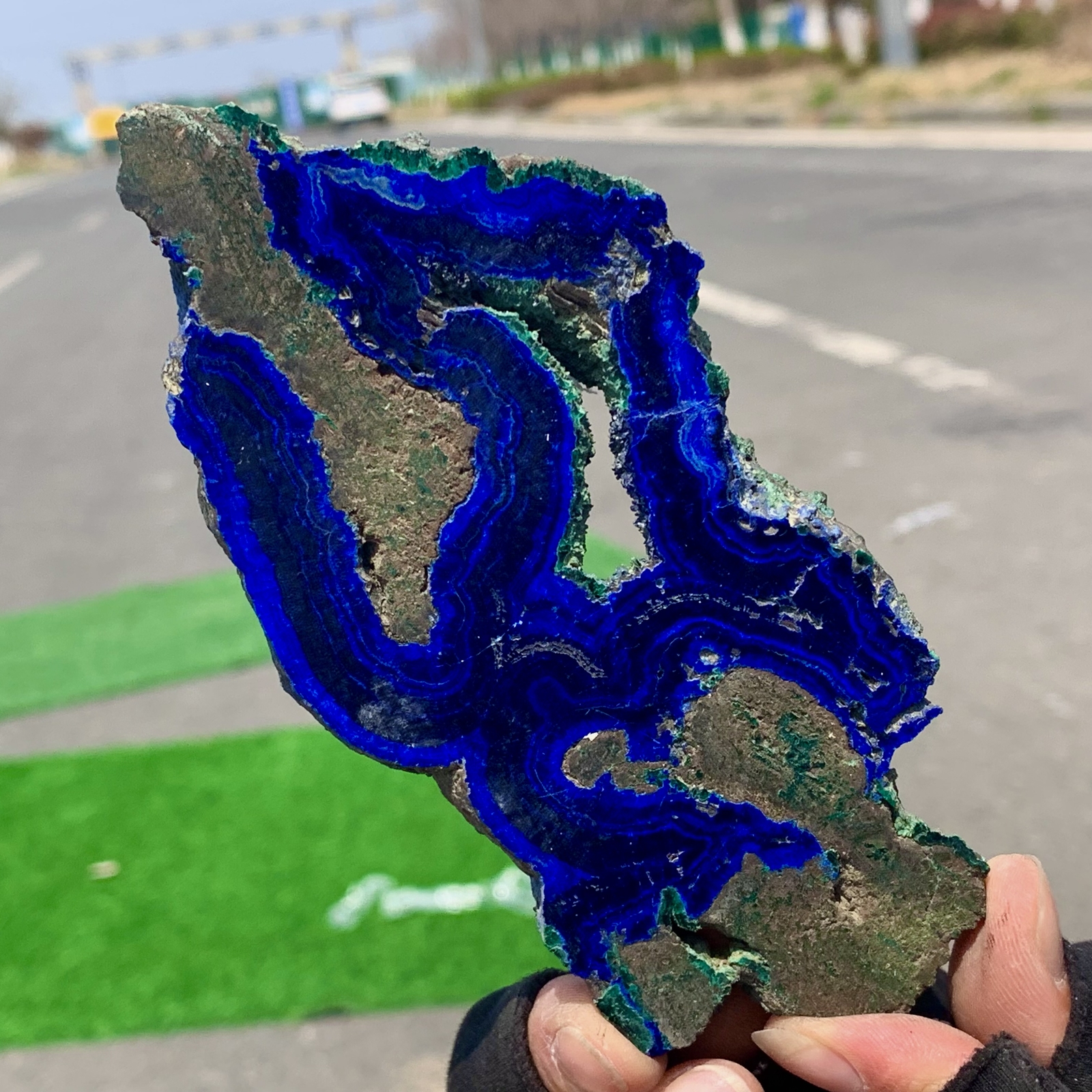 170G Top  BEST NATURAL Azurite/Malachite slice crystal minerals specimens