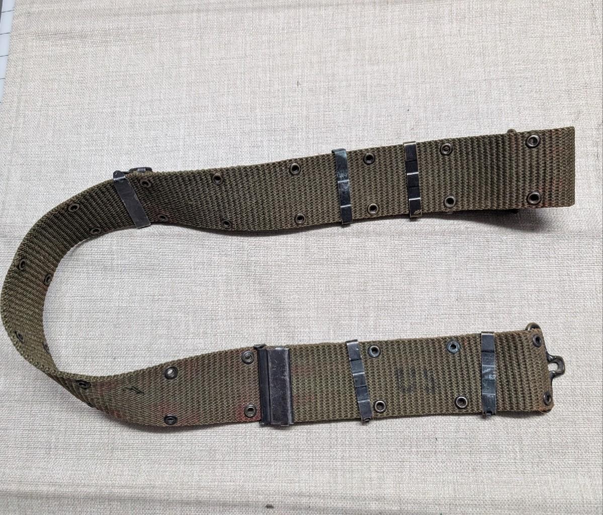 vintage 1974 military US ARMY webbed holster belt L green LC-1 utility VIETNAM