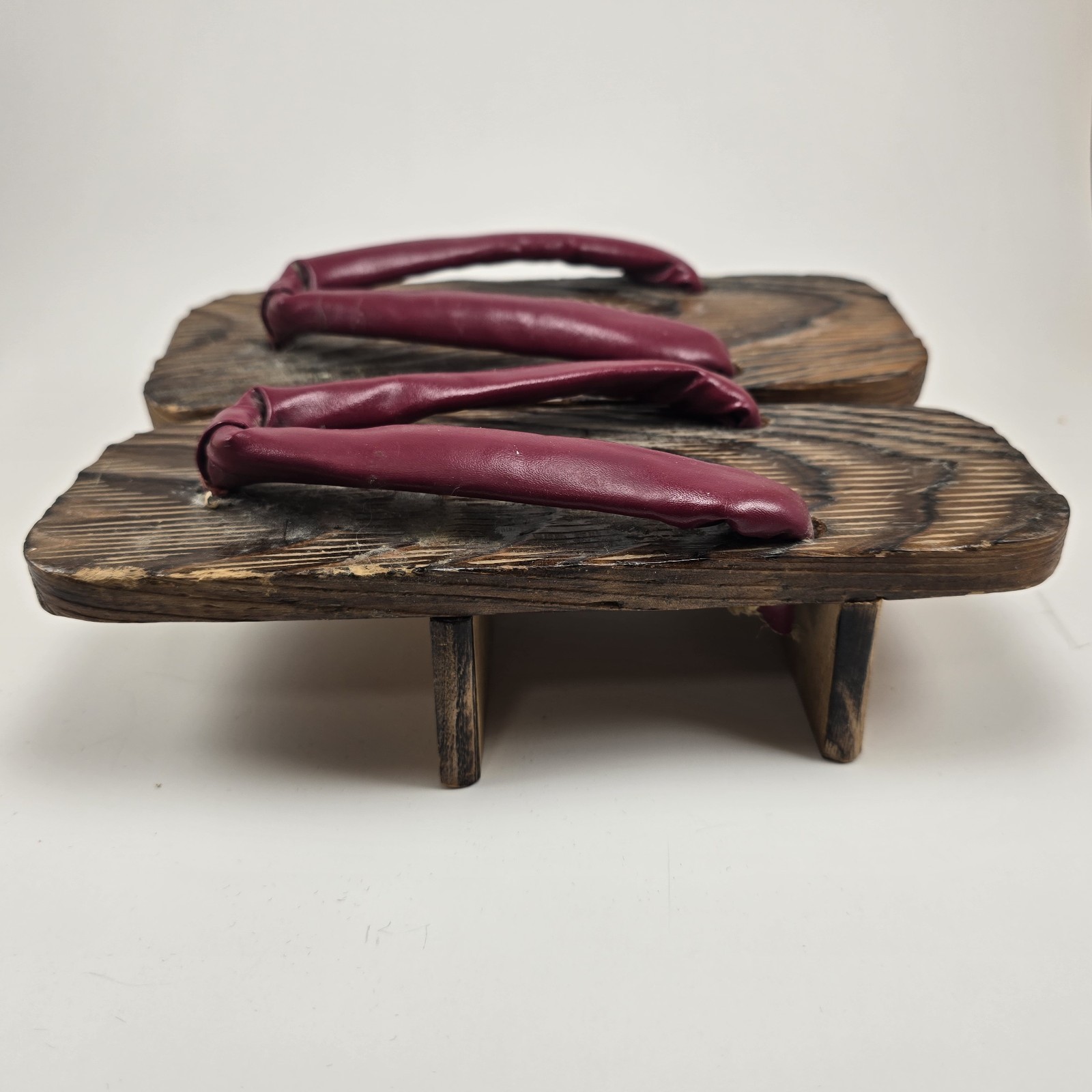 Vtg Japanese Red Geta Sandals Traditional Wooden Footwear For Child Tiny Woman