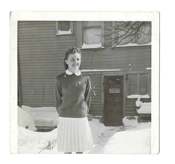 VTG B&W Small Snapshot FOUND Photo Pretty Girl Medical Pin Nurse Nursing Student