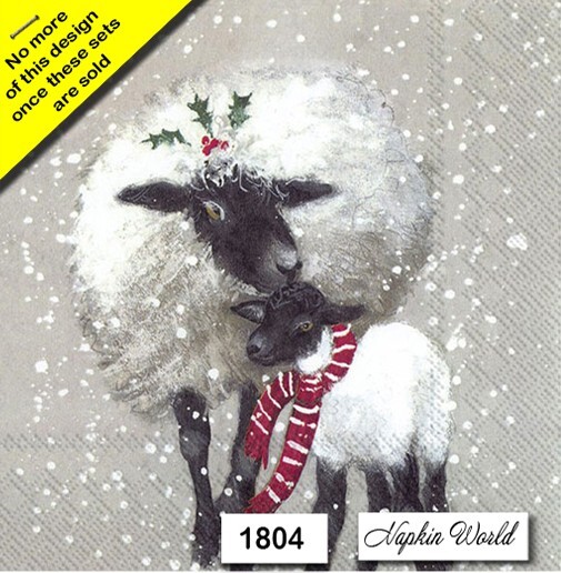 (1804) TWO Paper LUNCHEON Decoupage Art Craft Napkins - CHRISTMAS SHEEP LAMB