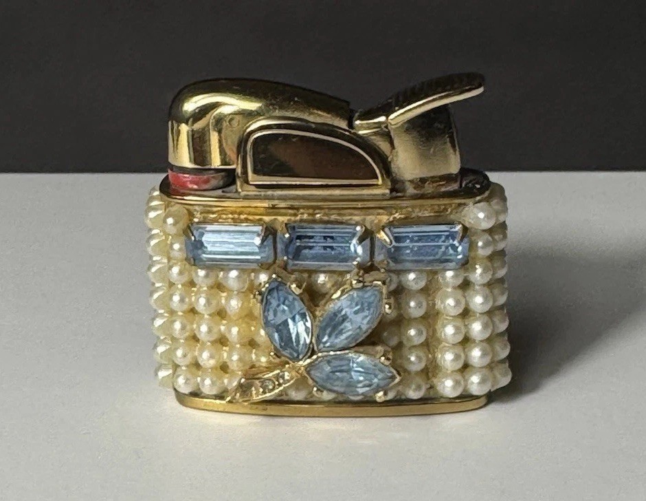 NOS Mint Wiesner of MiamiPearl Rhinestone TrickettesLighter Vintage 1950s