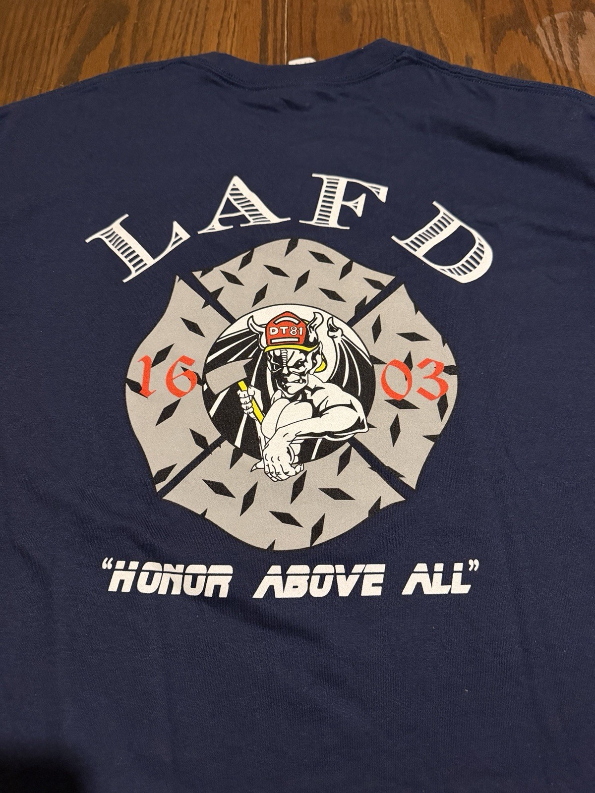 LAFD Los Angeles Fire Department T-Shirt Size L Station 81 100% Cotton DT81 1603