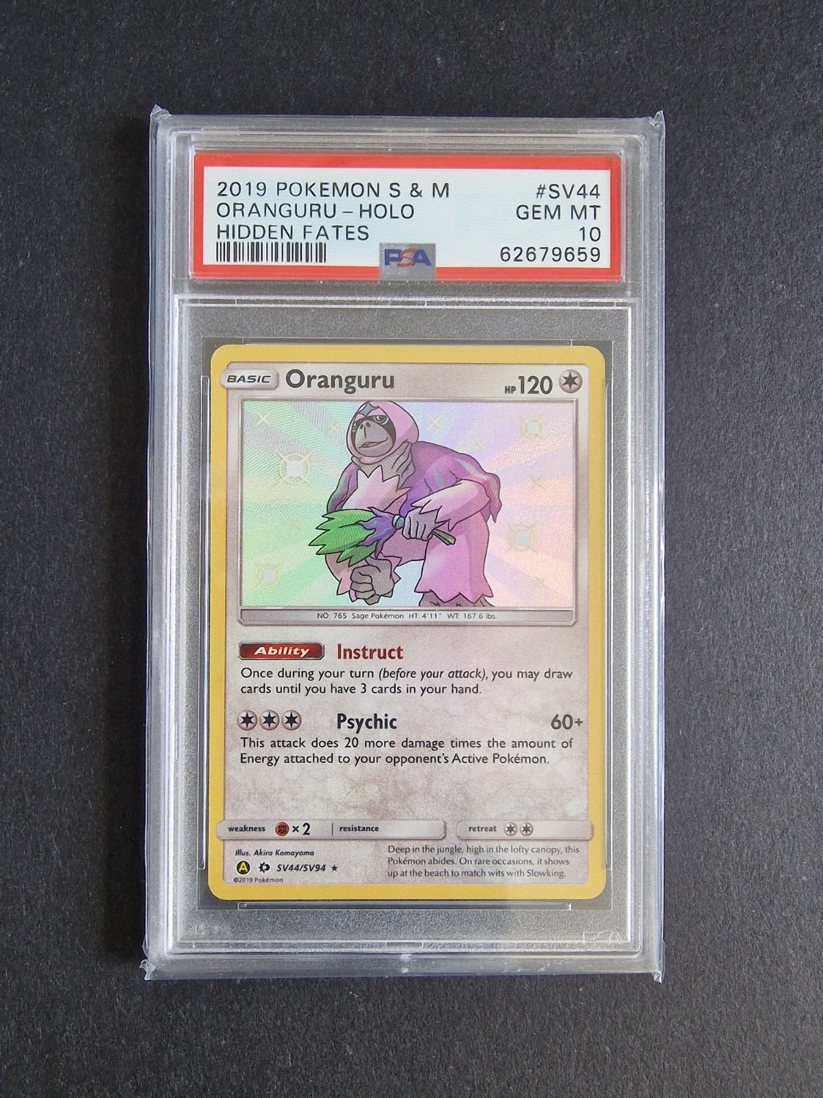 PSA 10 SV44/SV94 Oranguru Hidden Fates Shiny Vault Sun and Moon Pokemon Card TCG