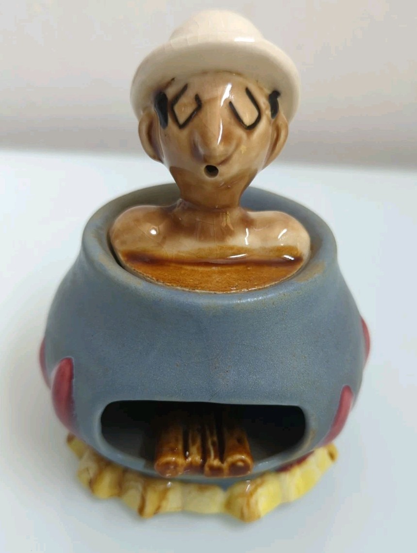 Vintage Shafford Japan Man in Pot Figural Ashtray 54-14 Ceramic Novelty MCM