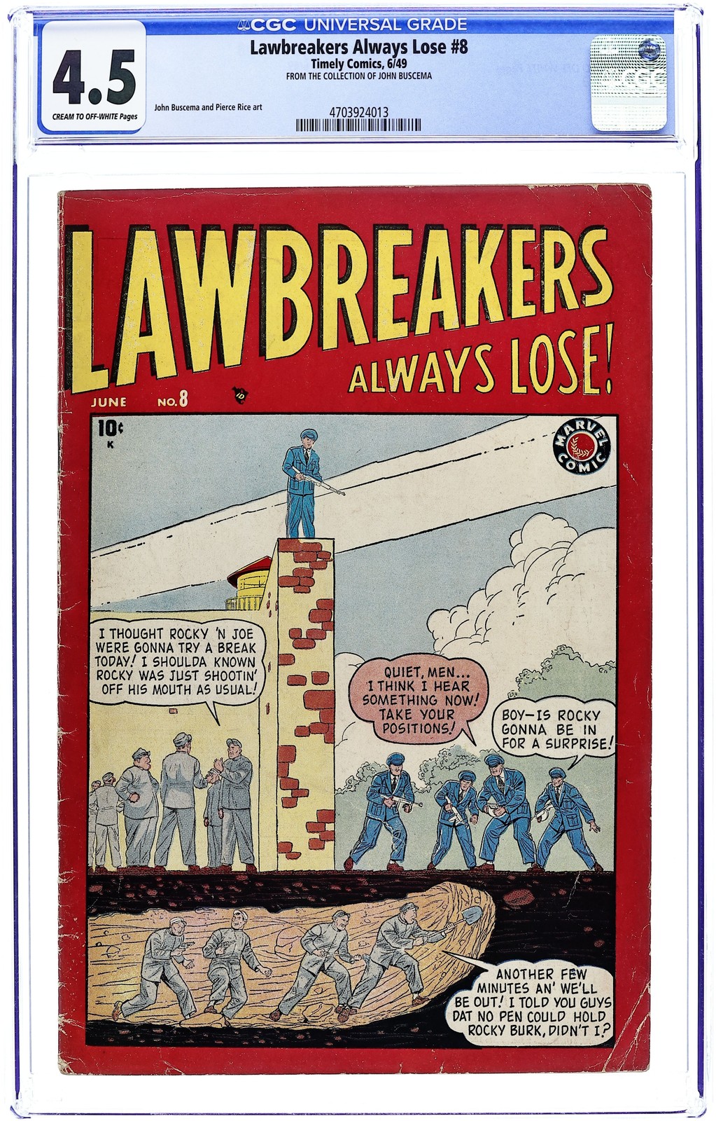 Lawbreakers Always Lose #8 CGC 4.5 Buscema Collection 1949 4703924013