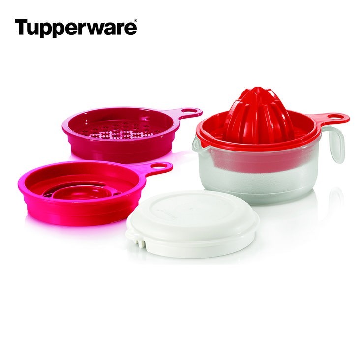 Tupperware Cooks Maid Set Grater Egg Separator Juicer Red and White NOS