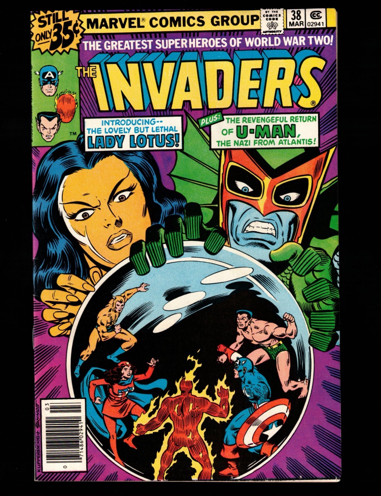 Invaders #38 1st Full Lady Lotus U-Man   VF-  1979 Marvel Comics
