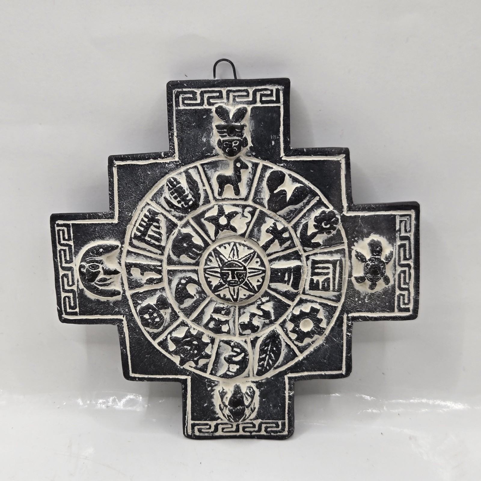 Mayan Sun Calendar Mundo Maya Inca Cross Chacchoben Stone Carved Wall Art 5\