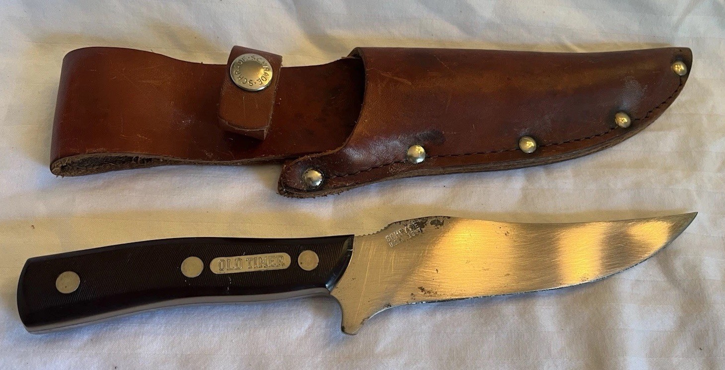 USA Schrade Old Timer 150T 150 Deerslayer Fixed Blade Hunting Knife with Sheath