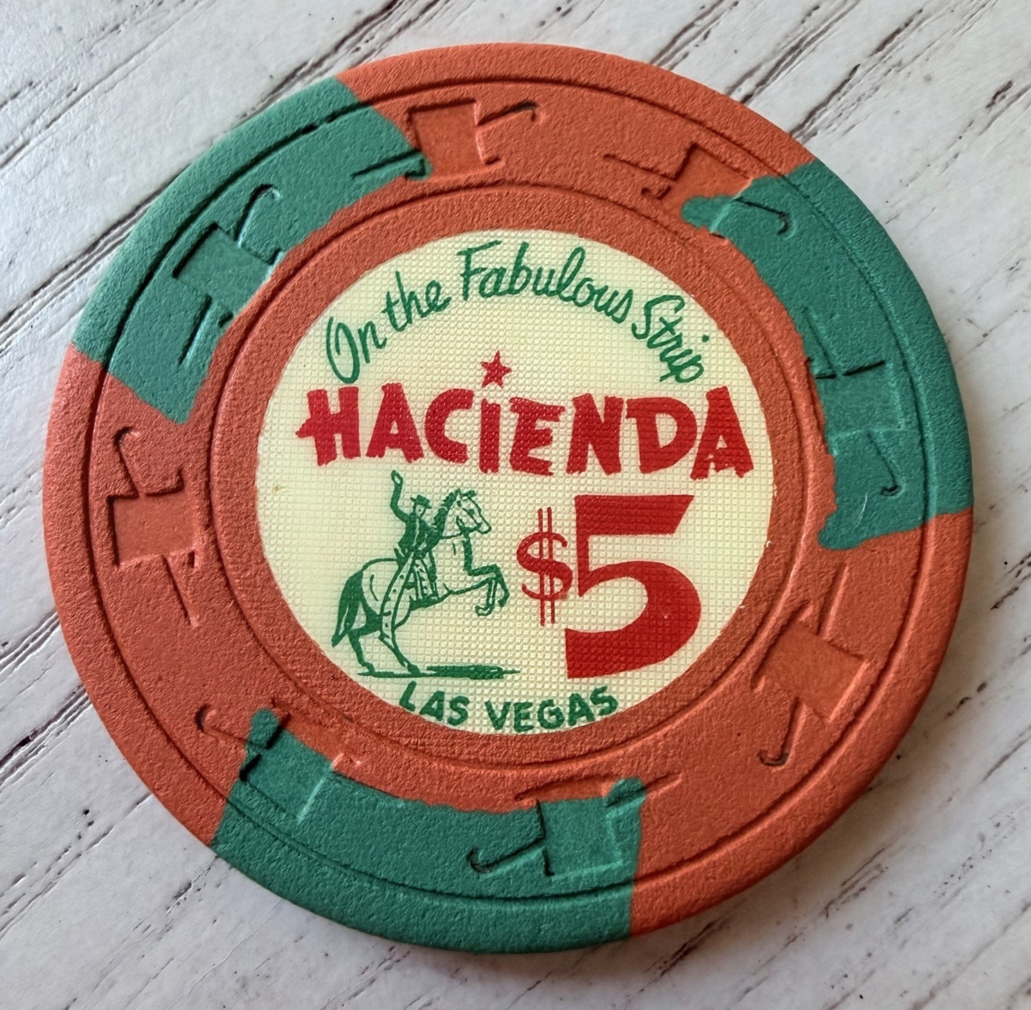 Hacienda Las Vegas 1974 $5.00 Casino Chip Very Rare Obsolete