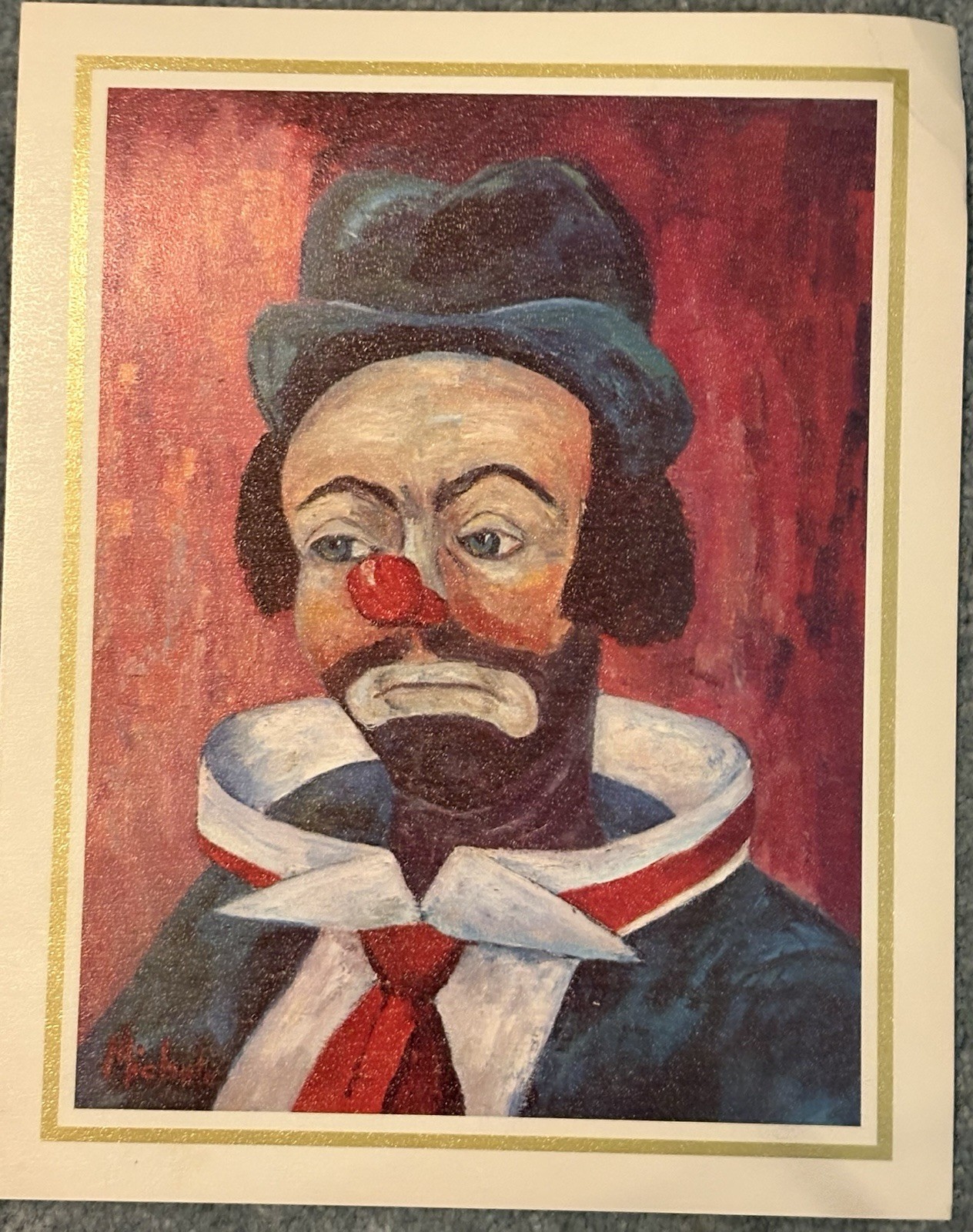 Vtg Set of 12 MCM Clown Art Prints 1960\'s Mid Century Circus Clowns