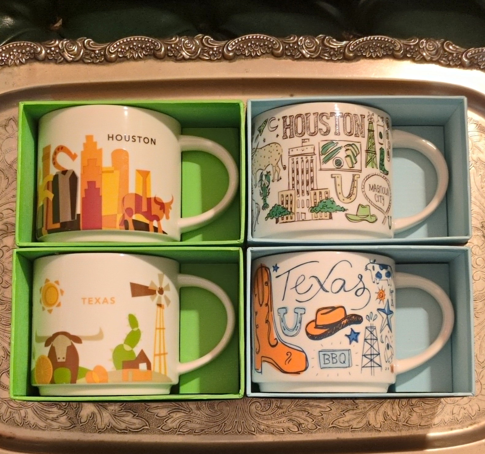 Starbucks Been There & You Are Here Series Houston Texas Mugs Set of 4 Brand New