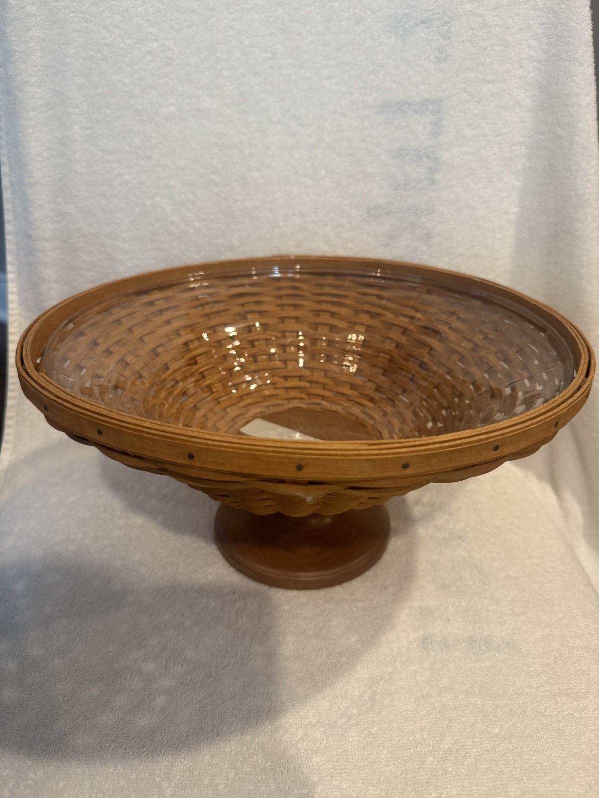 2005 LONGABERGER COLLECTORS CLUB COMPOTE PEDESTAL BASKET W/ PROTECTOR