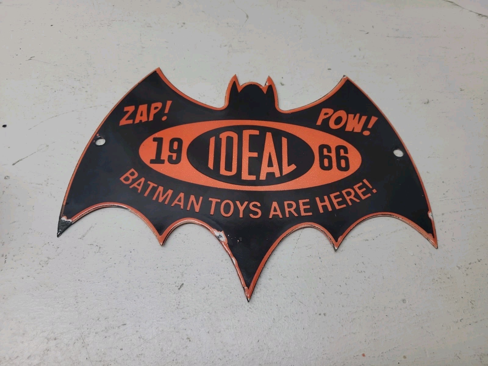 1966 Original Ideal Batman Symbol Porcelain Sign 9x12\