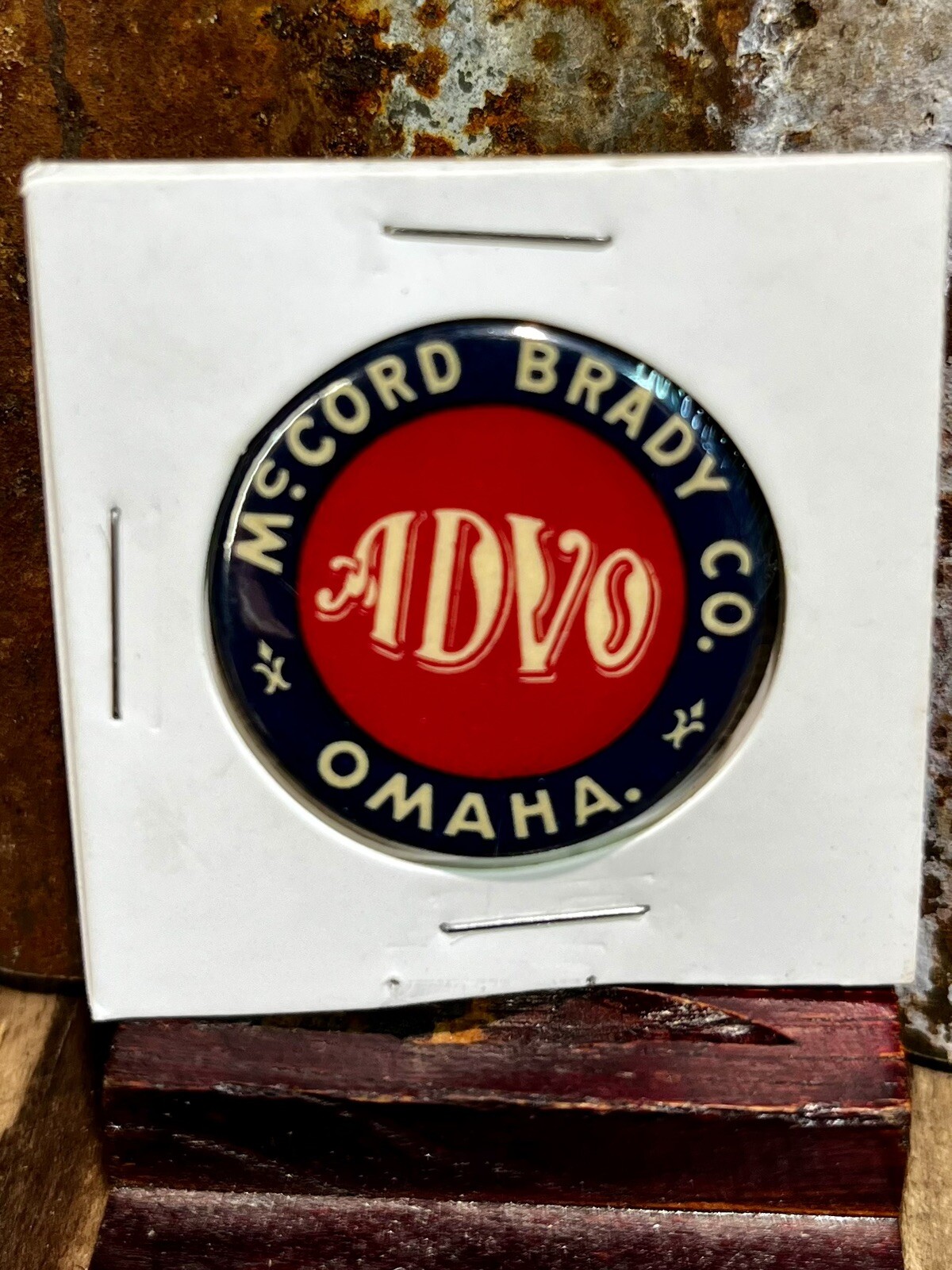 Antique Celluloid McCord Brady Co 1900 Advo Brand Spices Pinback Omaha NE