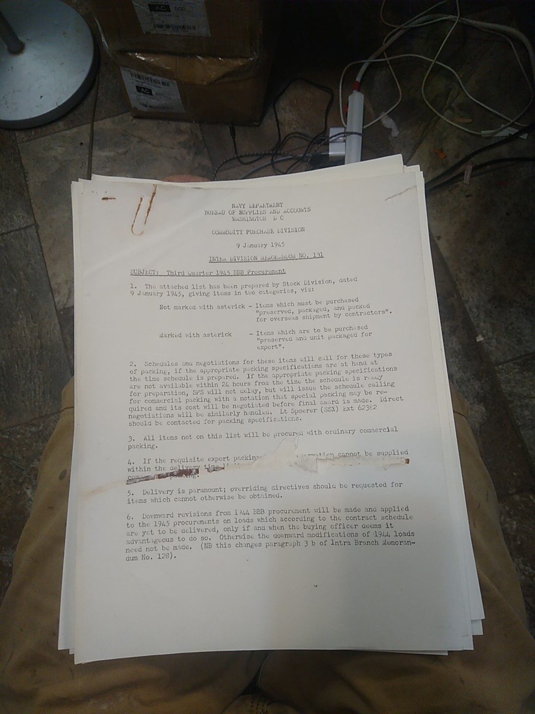Complete 1945 WWII US Navy Procurement Document Packet 9 Pages Pacific Logistics