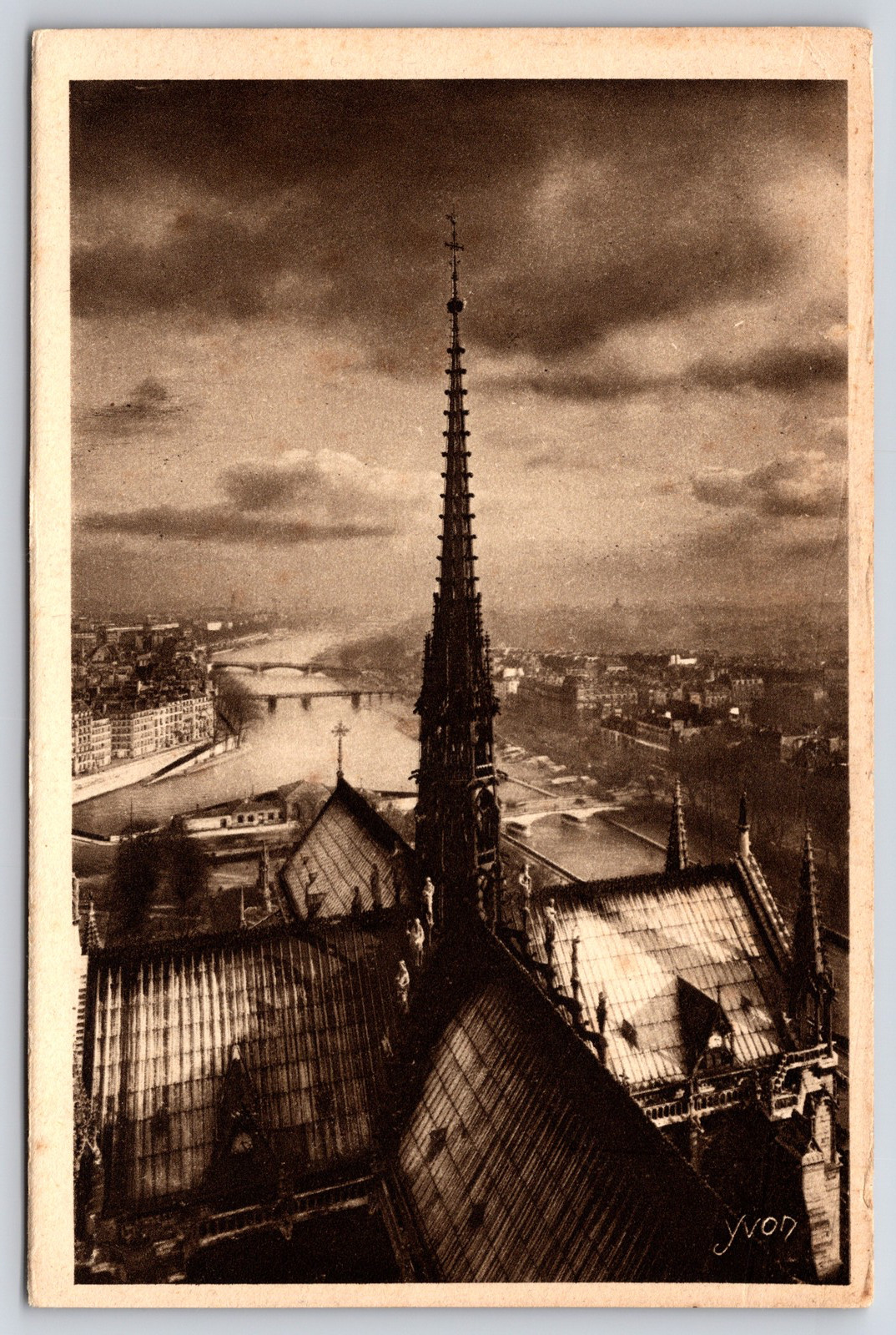 Vintage Notre Dame Paris Postcard East Transept Yvon No 121 France Unposted