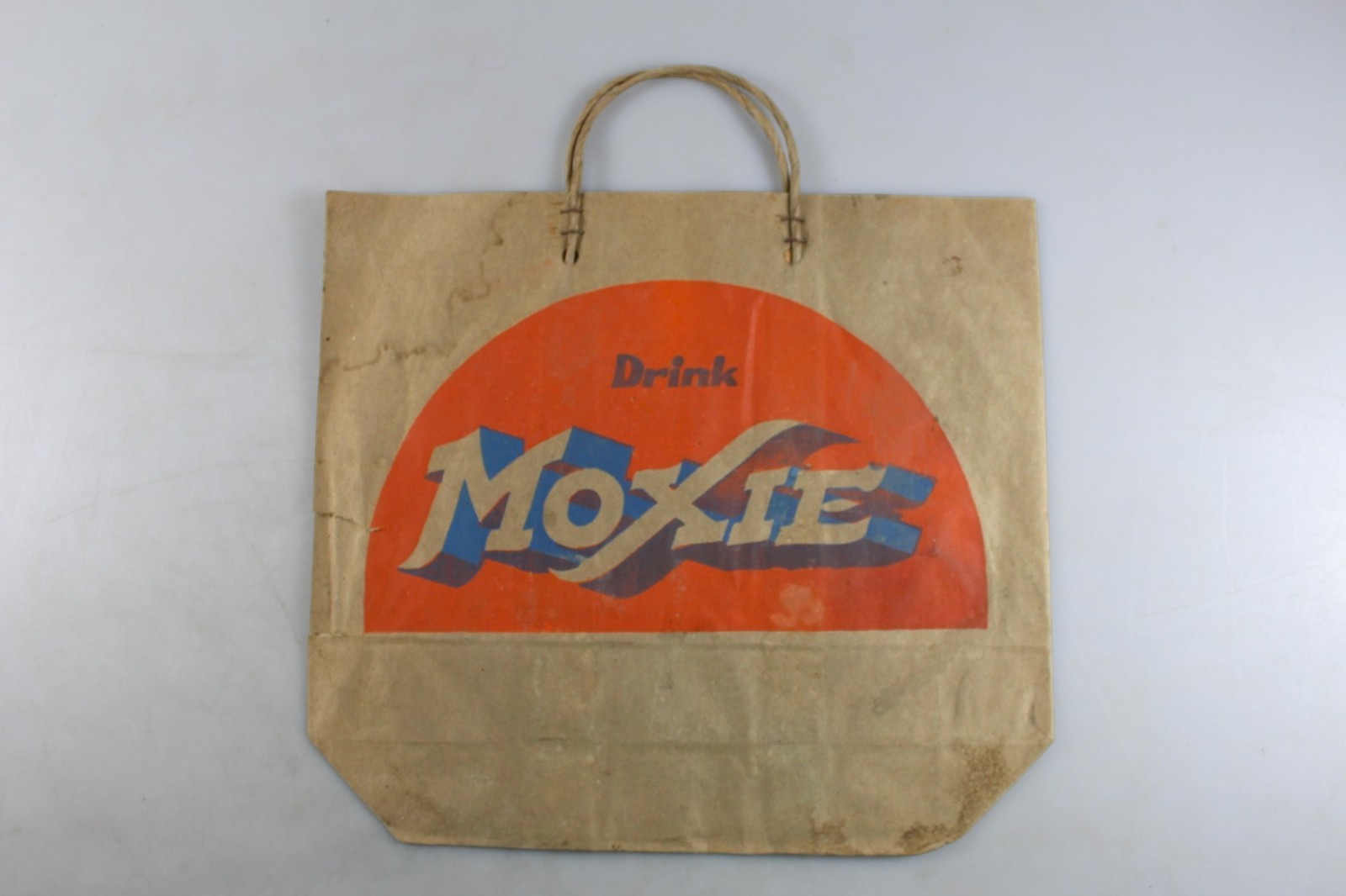 Antique Drink Moxie & Drink Pureoxia Soda Pop Fountain Advertising Take Home Bag