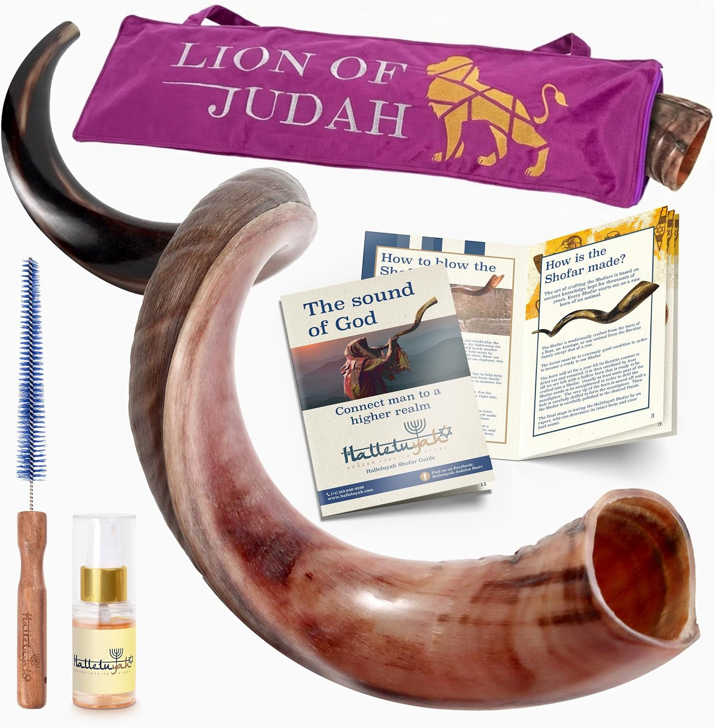 HalleluYAH Original Kosher Half Polished Kudu Shofar Israel