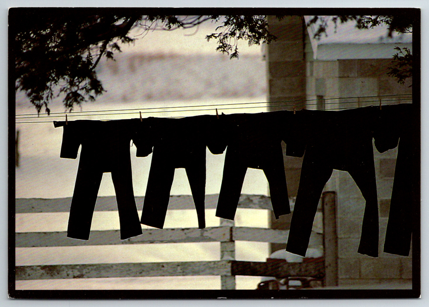 c1980s Amish Seasons Laundry-scape Mens Trousers Clothesline PA Continental