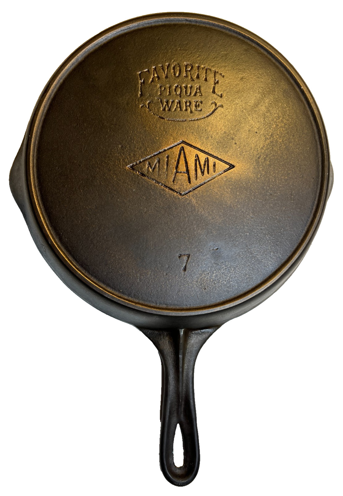 RARE Favorite Piqua Ware [ Ohio ] Miami Maimi Diamond Cast Iron Skillet Pan FLAT