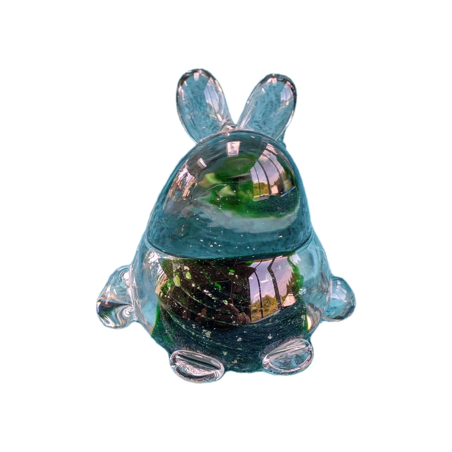 Vtg Glass Frog Amphibian Paperweight Figurine Green 5\