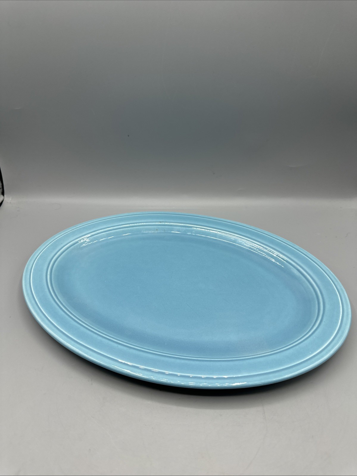 Vintage Vernonware Early California Turquoise Blue Oval Serving Platter 12